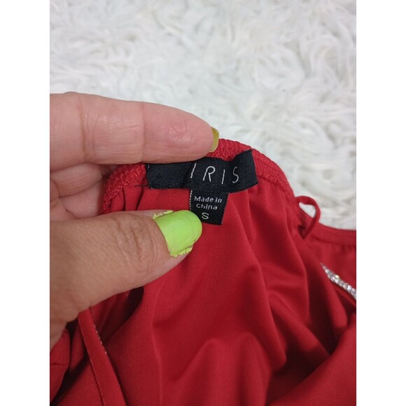 Iris Dress Women's Small Red Strappy Sleeve BodyCon Midi - Picture 6 of 9